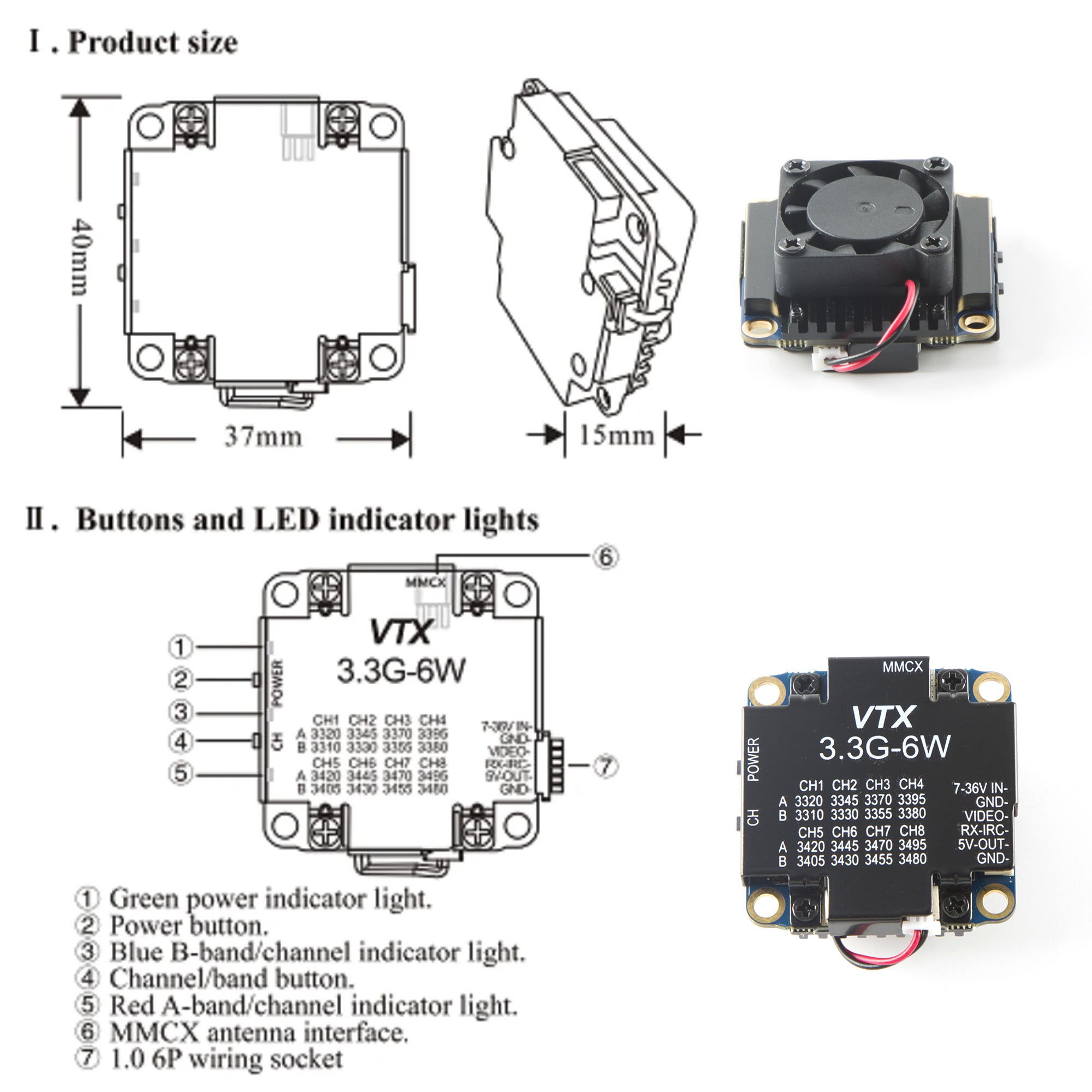 FPV Video Transmitter 3.3G 6W  - Fpv Drone Vtx review and price